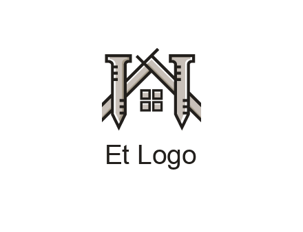 nails strategically placed to build a home or house