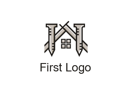 nails strategically placed to build a home or house