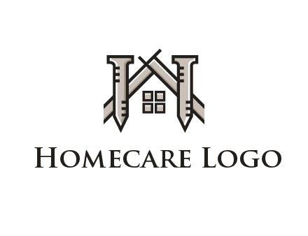 nails strategically placed to build a home or house