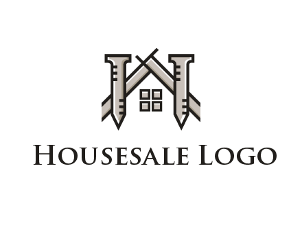 nails strategically placed to build a home or house