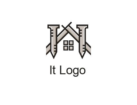 nails strategically placed to build a home or house