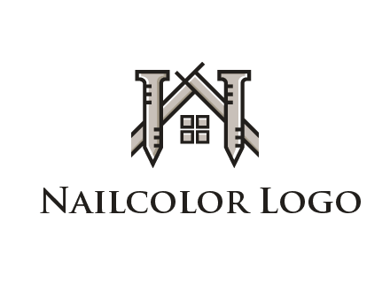 nails strategically placed to build a home or house