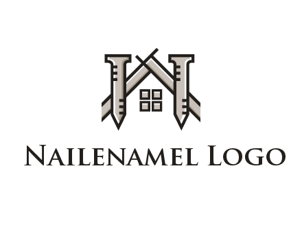 nails strategically placed to build a home or house