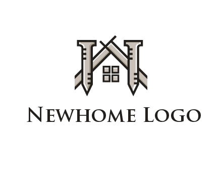 nails strategically placed to build a home or house