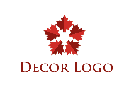 autumn decoration logo made with maple leaves