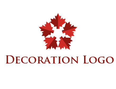 autumn decoration logo made with maple leaves