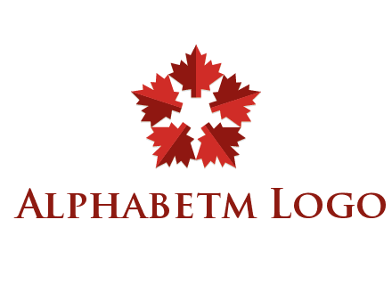 autumn decoration logo made with maple leaves