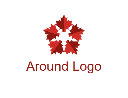 autumn decoration logo made with maple leaves