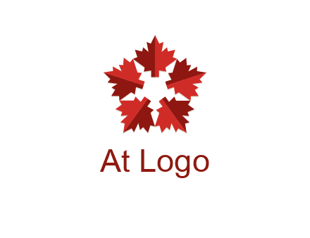 autumn decoration logo made with maple leaves