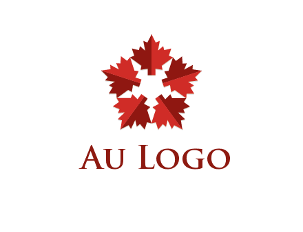 autumn decoration logo made with maple leaves