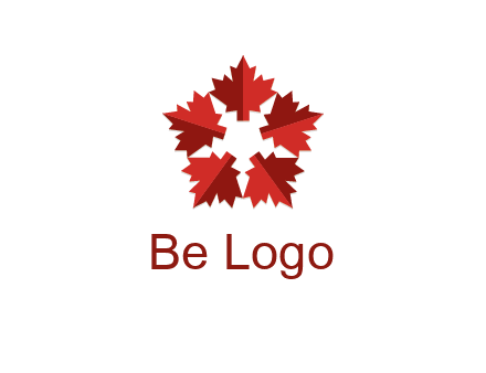 autumn decoration logo made with maple leaves