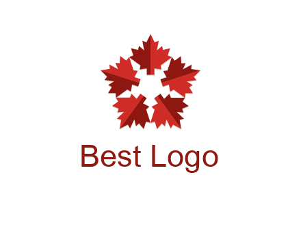 autumn decoration logo made with maple leaves