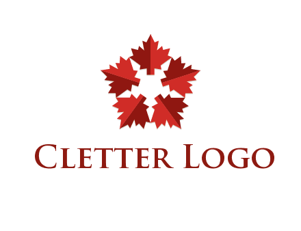 autumn decoration logo made with maple leaves