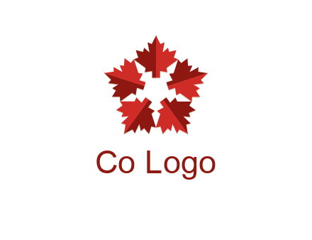 autumn decoration logo made with maple leaves