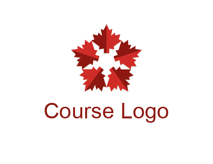 autumn decoration logo made with maple leaves