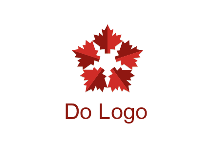 autumn decoration logo made with maple leaves