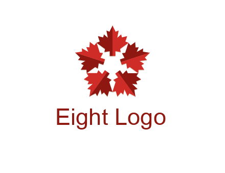 autumn decoration logo made with maple leaves