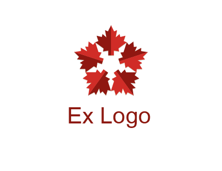 autumn decoration logo made with maple leaves