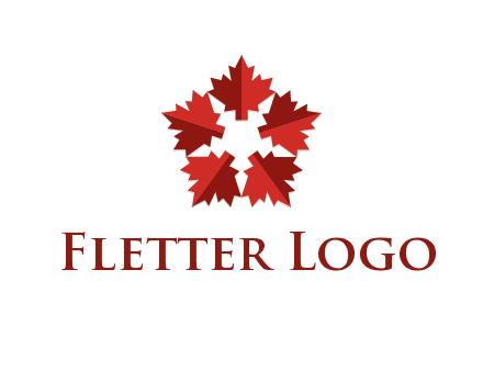 autumn decoration logo made with maple leaves