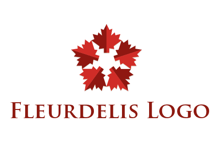 autumn decoration logo made with maple leaves