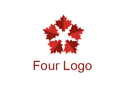 autumn decoration logo made with maple leaves