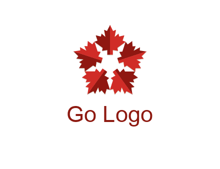 autumn decoration logo made with maple leaves