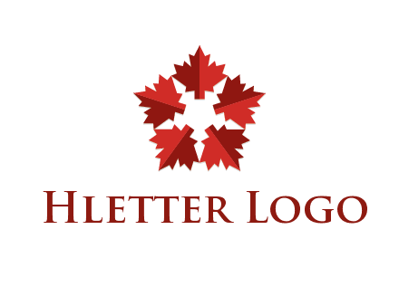 autumn decoration logo made with maple leaves