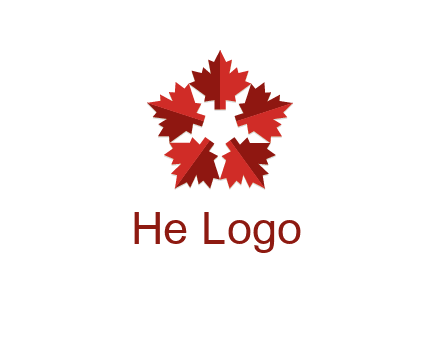 autumn decoration logo made with maple leaves