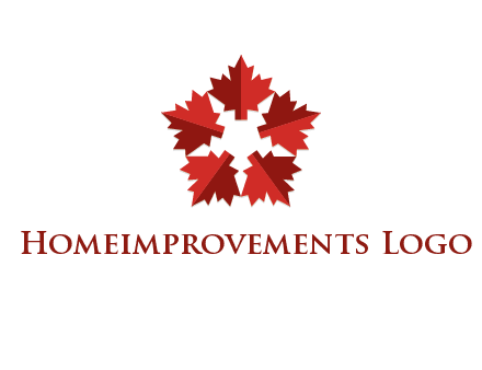 autumn decoration logo made with maple leaves