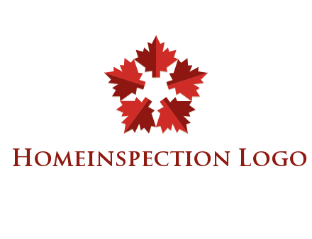autumn decoration logo made with maple leaves
