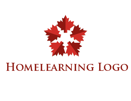 autumn decoration logo made with maple leaves