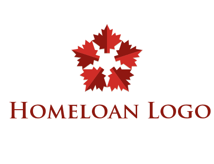 autumn decoration logo made with maple leaves