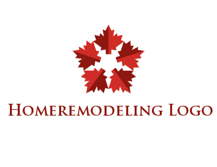 autumn decoration logo made with maple leaves