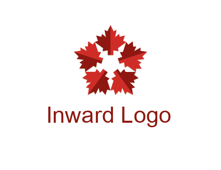 autumn decoration logo made with maple leaves