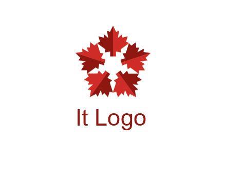 autumn decoration logo made with maple leaves