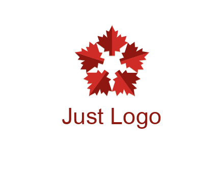 autumn decoration logo made with maple leaves