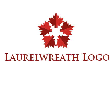 autumn decoration logo made with maple leaves