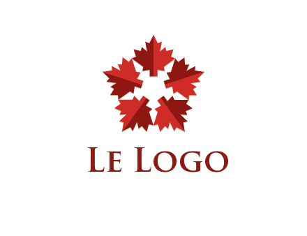 autumn decoration logo made with maple leaves