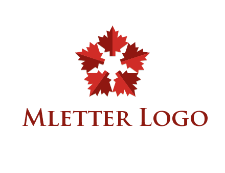 autumn decoration logo made with maple leaves