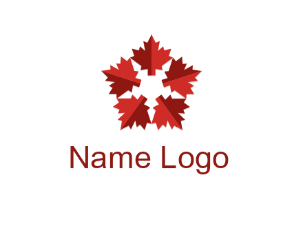 autumn decoration logo made with maple leaves