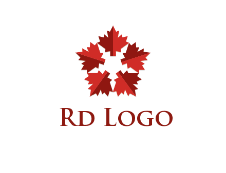 autumn decoration logo made with maple leaves