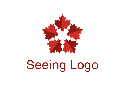 autumn decoration logo made with maple leaves