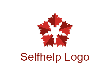 autumn decoration logo made with maple leaves