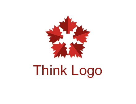 autumn decoration logo made with maple leaves