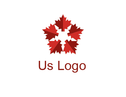 autumn decoration logo made with maple leaves