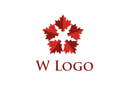 autumn decoration logo made with maple leaves