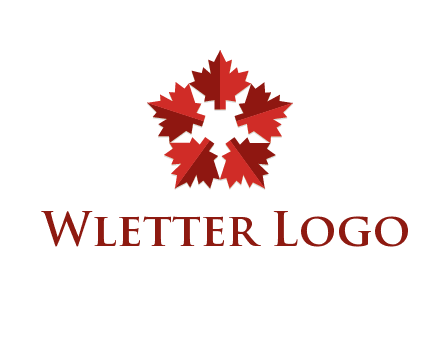 autumn decoration logo made with maple leaves