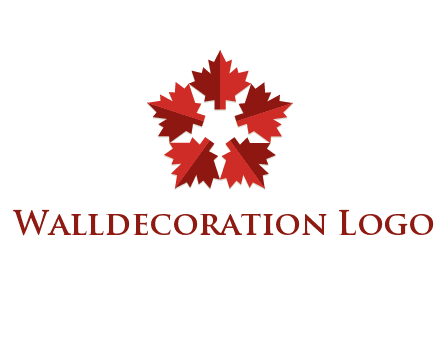 autumn decoration logo made with maple leaves