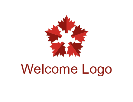 autumn decoration logo made with maple leaves