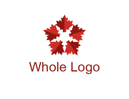 autumn decoration logo made with maple leaves